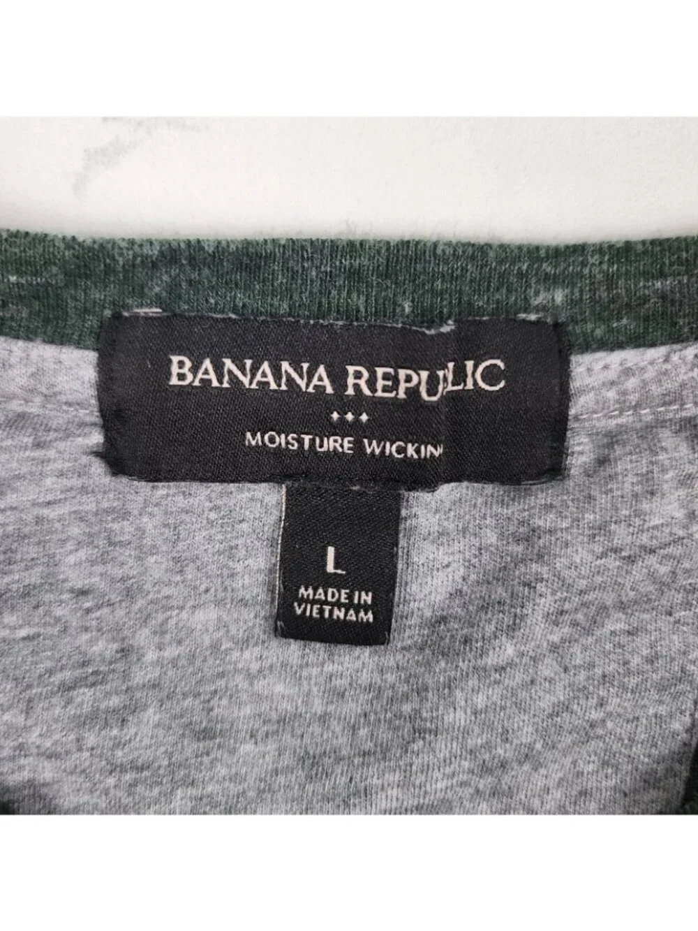 Banana Republic Shirt Mens Large Green Heathered L/S Henley